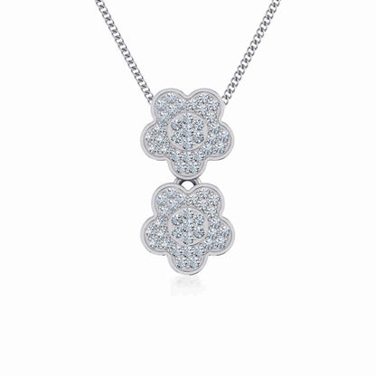 10K white gold floral diamond pendant featuring intricate floral designs and sparkling diamonds