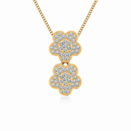 10K Yellow Gold Womens Round Diamond Floral Cluster Top Open Pendant 1/5 Cttw