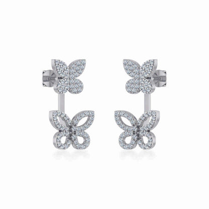 10K white gold butterfly diamond earrings featuring sparkling designs for elegant style