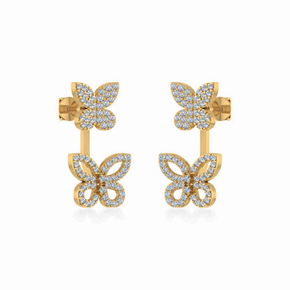 10K yellow gold diamond butterfly earrings featuring intricate designs and sparkling stones