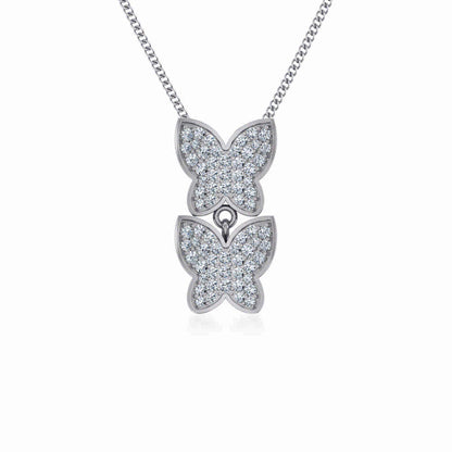 Elegant white gold butterfly diamond pendant with two sparkling butterfly shapes for a stunning look