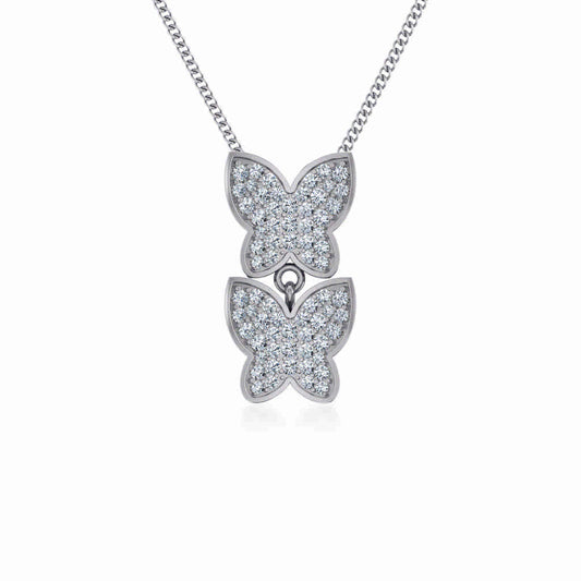 10K White Gold Womens Round Diamond Butterfly Cluster Top Open Pendant 1/4 Cttw