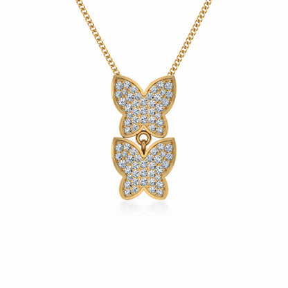 10K Yellow Gold Womens Round Diamond Butterfly Cluster Top Open Pendant 1/4 Cttw