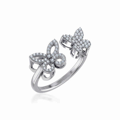 Elegant women's butterfly diamond ring featuring two sparkling butterfly designs with dazzling diamonds