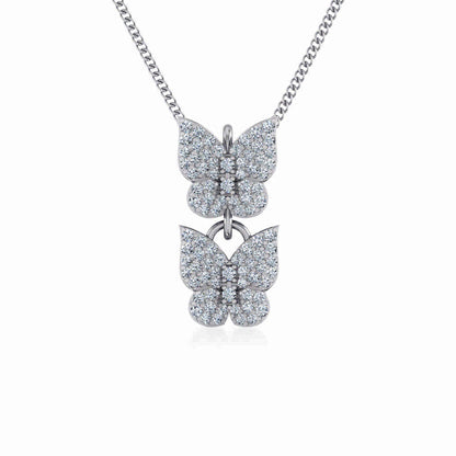 10K White Gold Womens Round Diamond Butterfly Cluster Top Open Pendant 1/4 Cttw