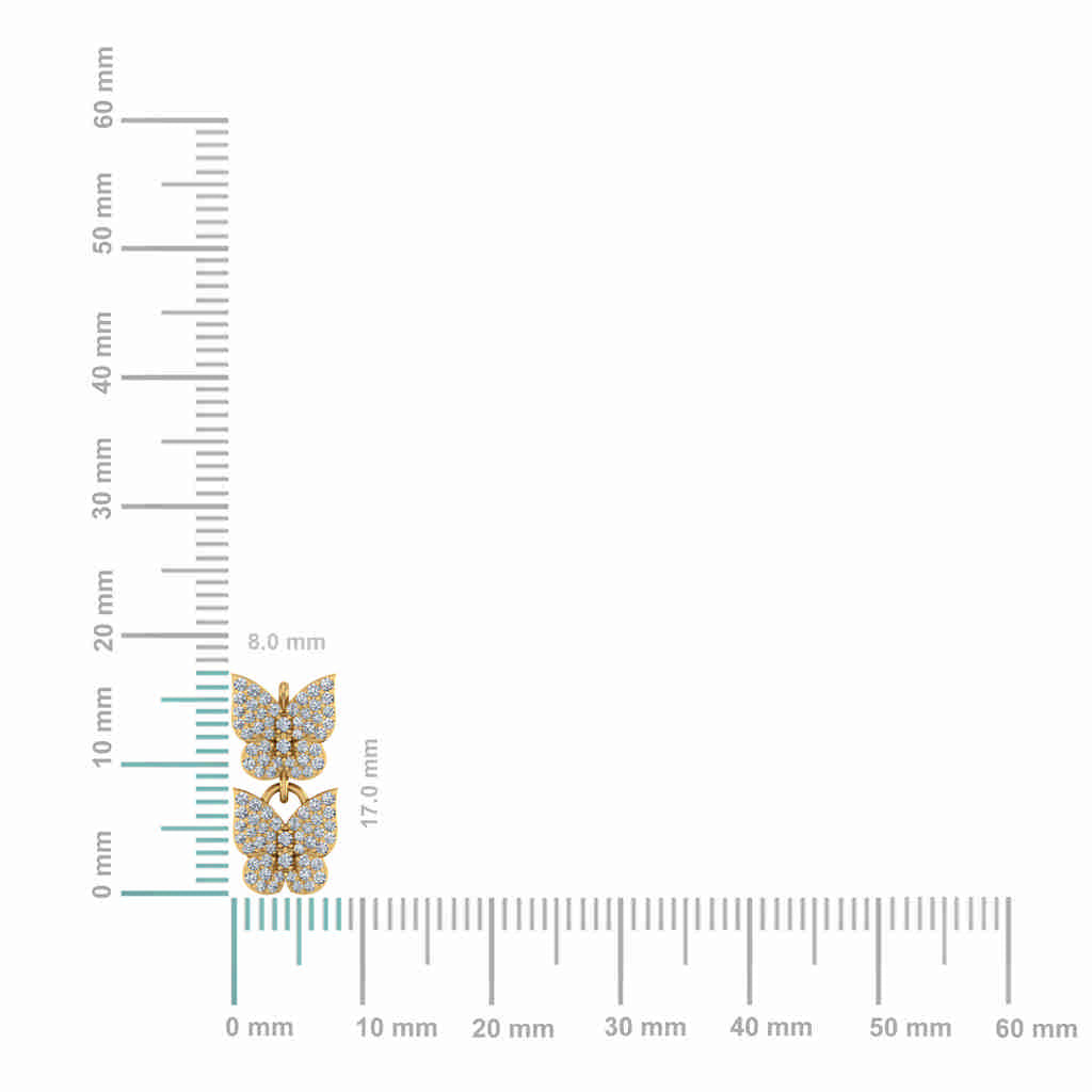 10K Yellow Gold Womens Round Diamond Butterfly Cluster Top Open Pendant 1/4 Cttw