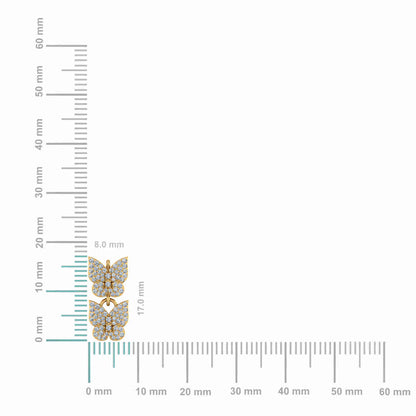 10K Yellow Gold Womens Round Diamond Butterfly Cluster Top Open Pendant 1/4 Cttw