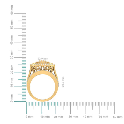 10K Yellow Gold Round Diamond Designer Sz 7 Head Ladies Ring 2-1/3 Cttw