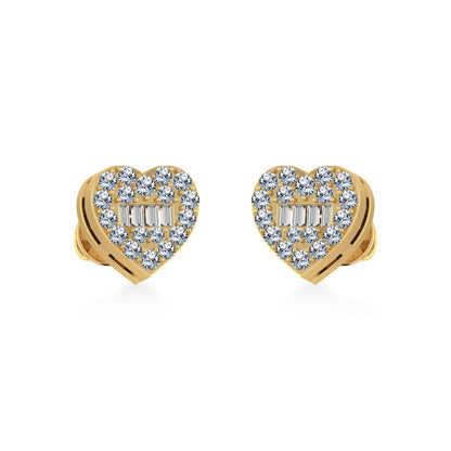 10K yellow gold heart diamond earrings featuring a sparkling design with intricate details