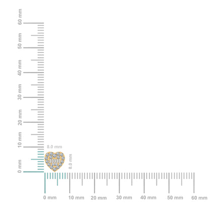 10K Yellow Gold Round Baguette Diamond Heart Shape Cluster Stud Earring 3/8 Cttw