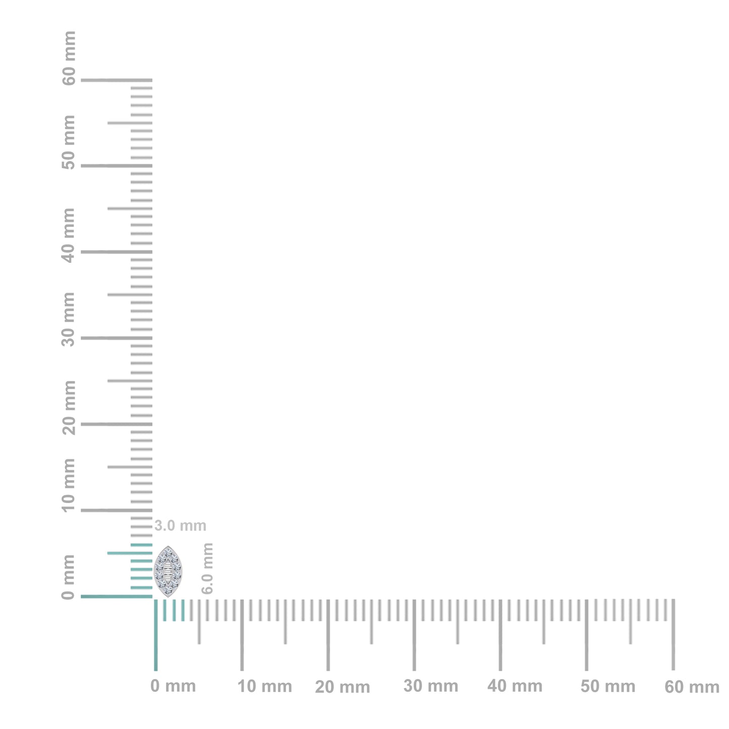 10K White Gold Baguette Diamond Marquise Shape Stud Earring 1/8 Cttw