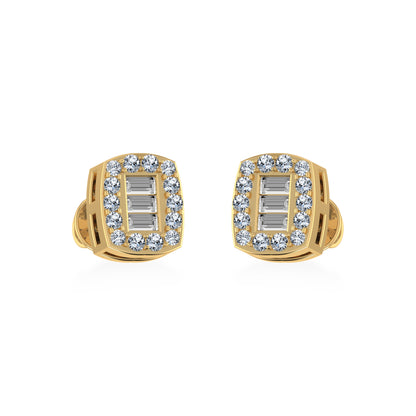 Elegant 10K yellow gold diamond stud earrings with a stylish cluster design and sparkling gemstones