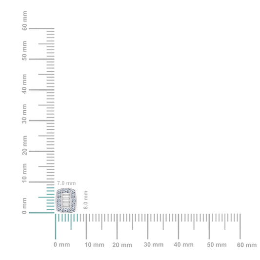 10K White Gold Round Baguette Diamond Stud Earring 3/8 Cttw