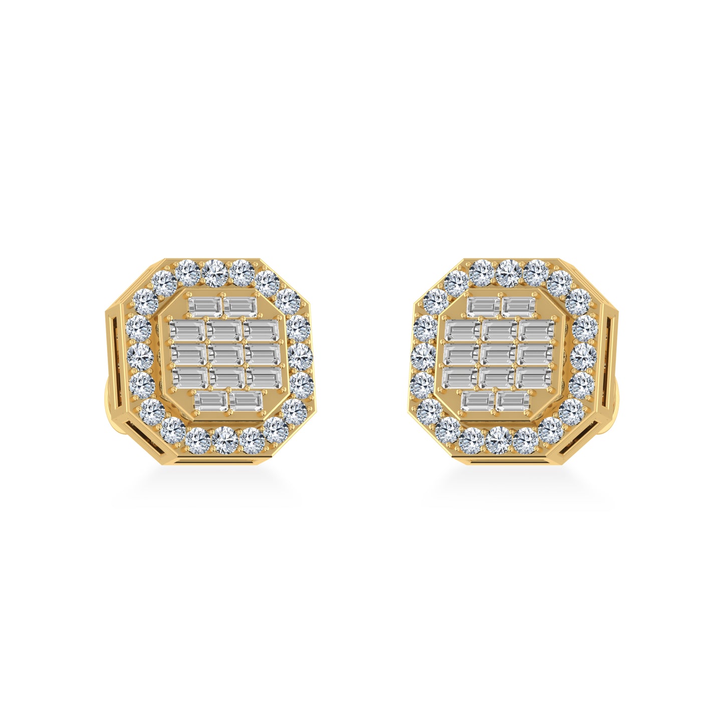 10K Yellow Gold Diamond Designer Stud Earring 1/2 Cttw