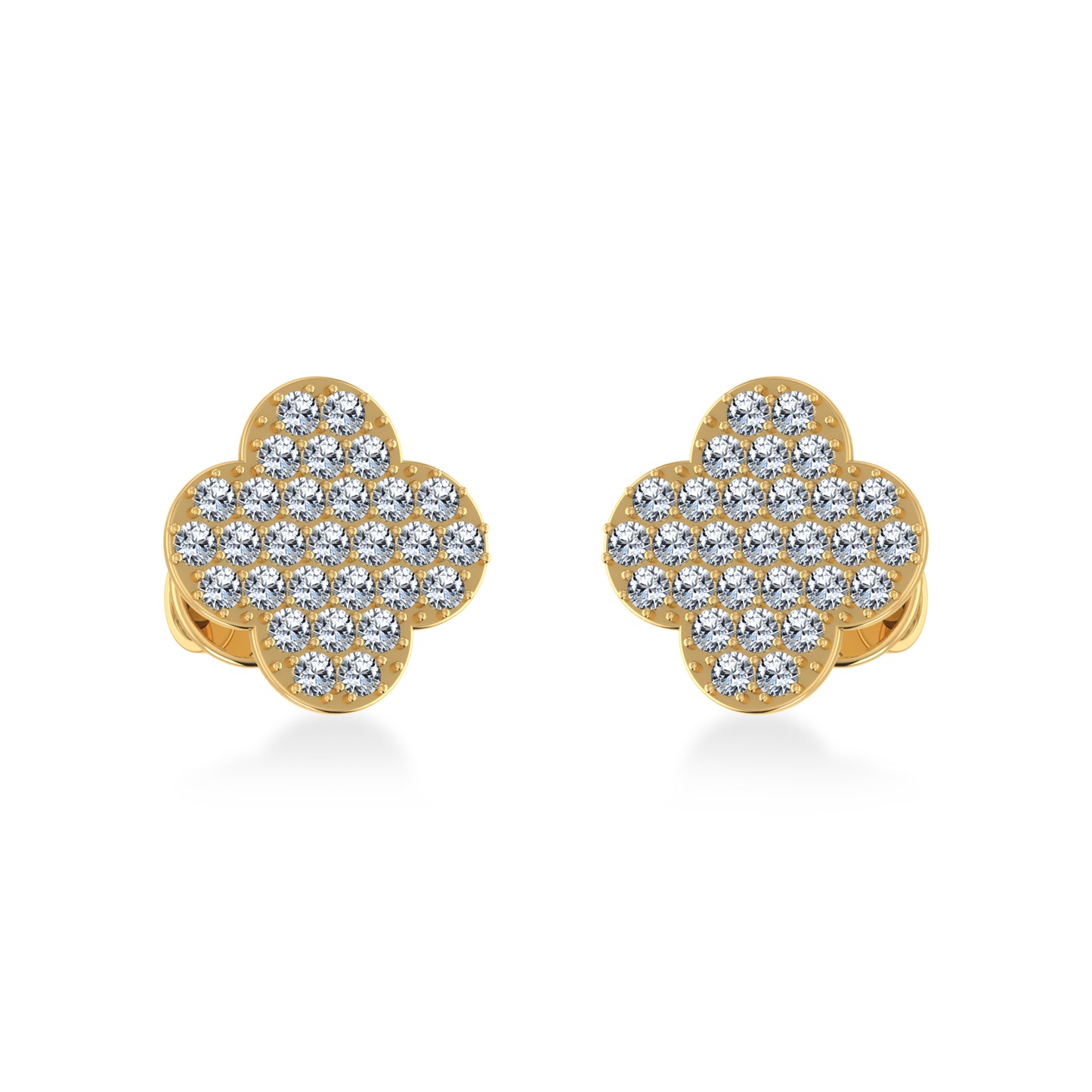 10K Yellow Gold Diamond  Designer Stud Earrings 1/4 Cttw