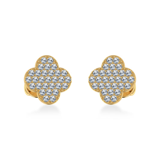 10K Yellow Gold Diamond  Designer Stud Earrings 1/4 Cttw