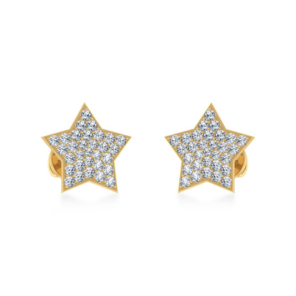 10K yellow gold diamond star earrings featuring sparkling diamonds set in a star design