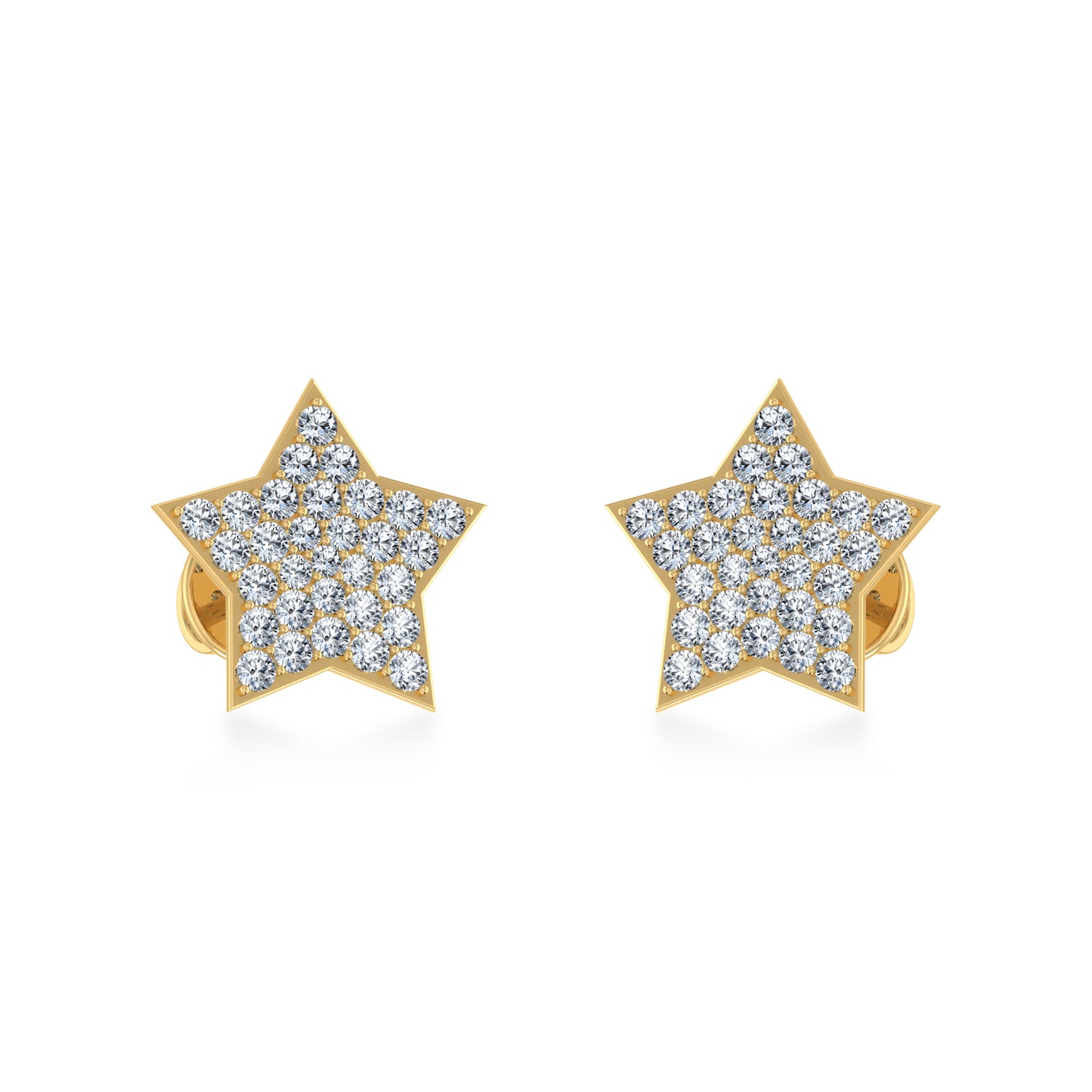 10K Yellow Gold Round Diamond Star Stud Earrings 1/4 Cttw