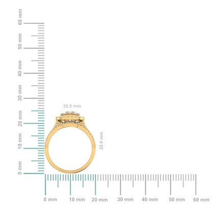 10K Yellow Gold Round Baguette Diamond Womens Square Shape Designer Bridal Ring 1-3/8 Cttw