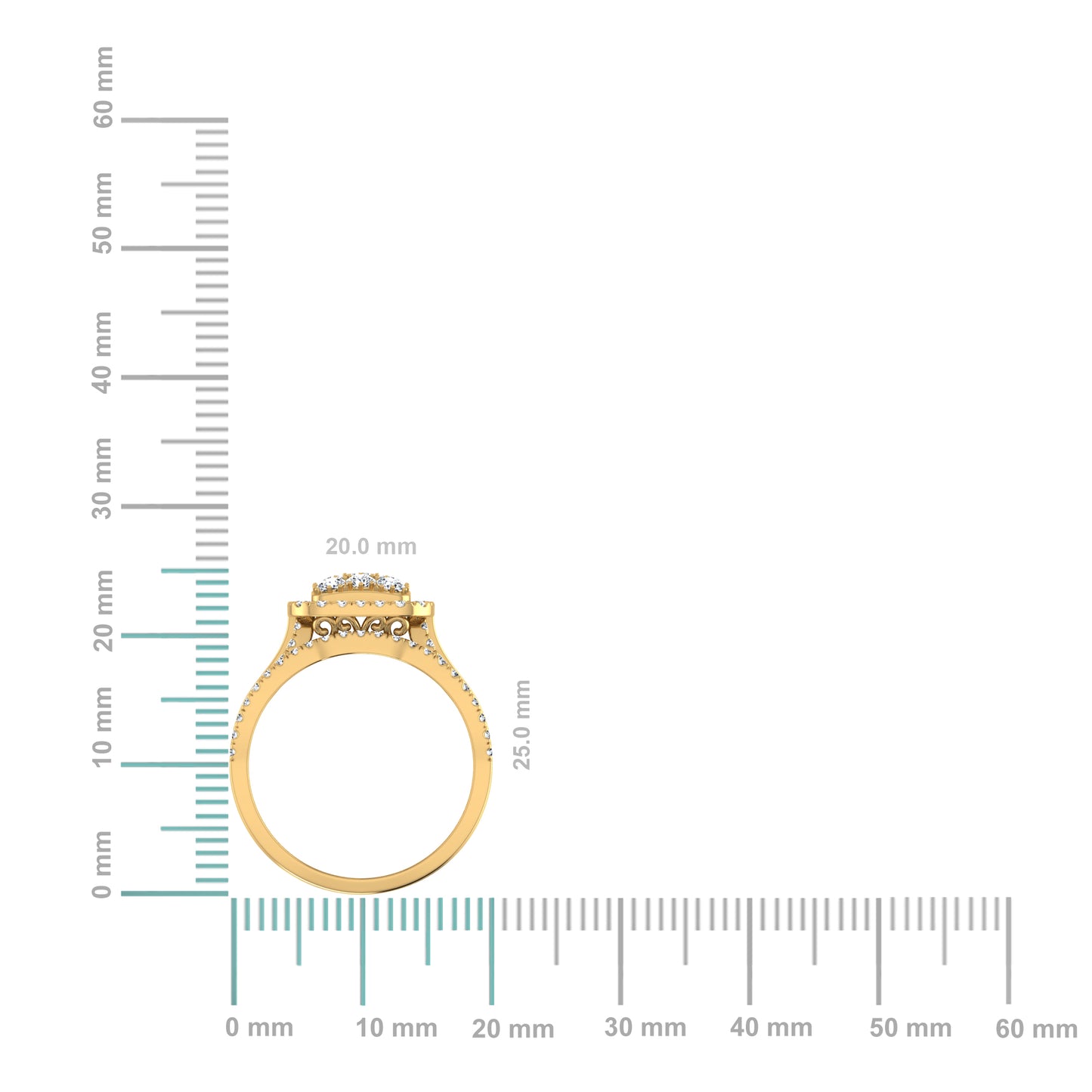 10K Yellow Gold Round Baguette Diamond Womens Square Shape Designer Bridal Ring 1-3/8 Cttw