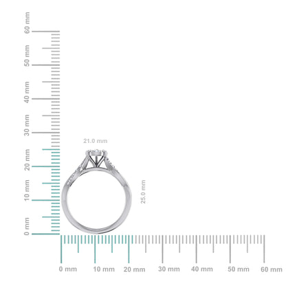 14K white gold flower diamond ring featuring a floral design with sparkling diamonds