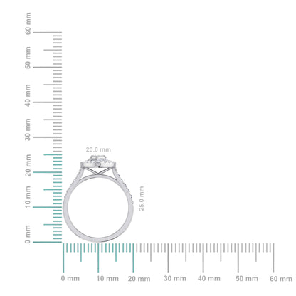 Elegant 14K white gold diamond ring with a sparkling center stone and intricate band design