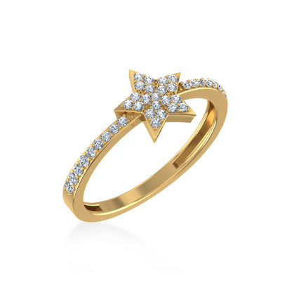 14k yellow gold star diamond ring featuring sparkling diamonds in a stylish star design