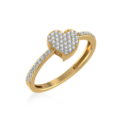 14K Yellow Gold Round Diamond Womens Heart Shape Sz 7 Designer Ring 1/4 Cttw