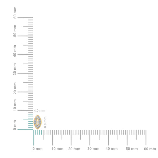 14K Yellow Gold Baguette Diamond Marquise Shape Stud Earring 1/4 Cttw