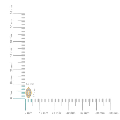 14K Yellow Gold Baguette Diamond Marquise Shape Stud Earring 1/4 Cttw