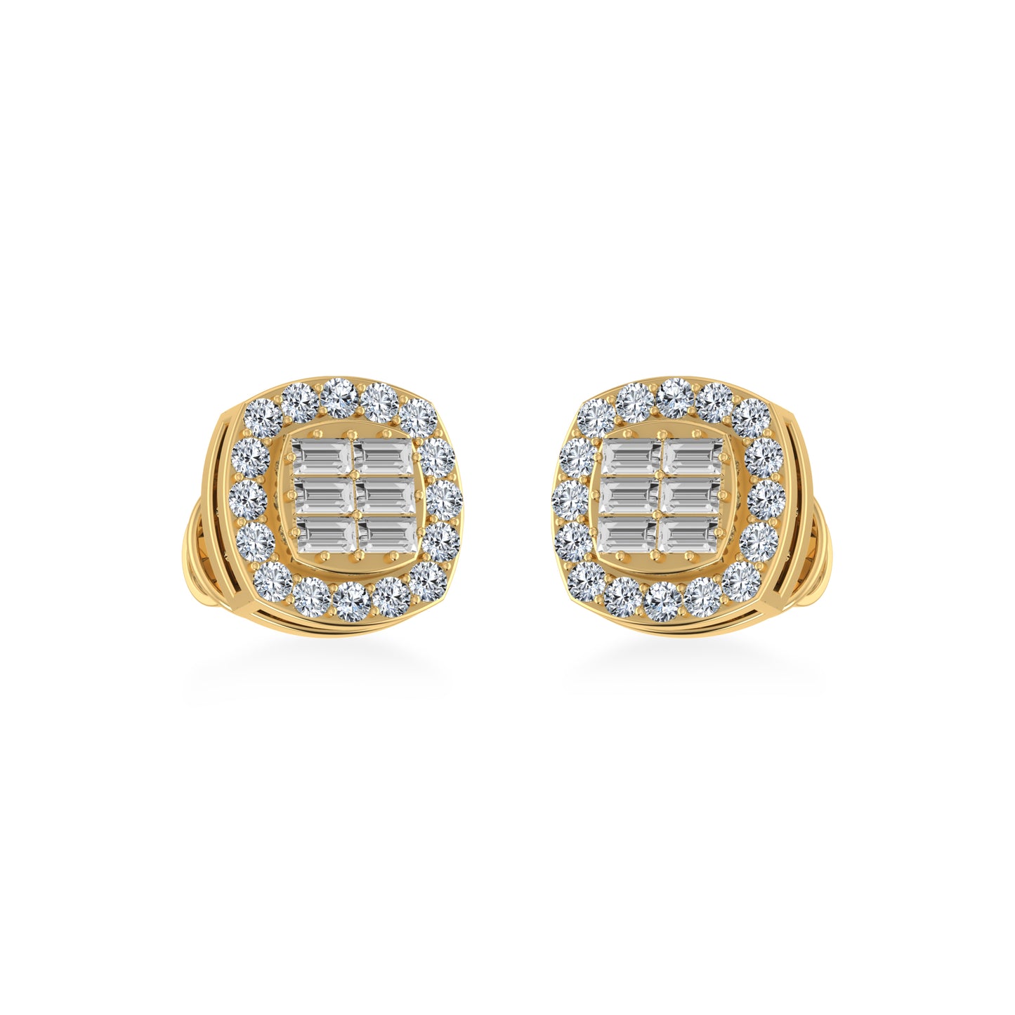 14K Yellow Gold Diamond Designer Stud Earring 1/3 Cttw