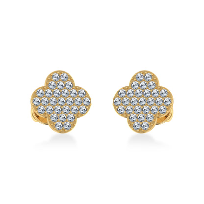 14K Yellow Gold Diamond  Designer Stud Earring 1/4 Cttw