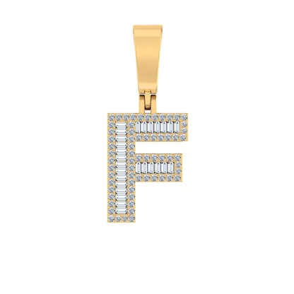 10K yellow gold F initial pendant adorned with sparkling diamonds for a luxurious touch
