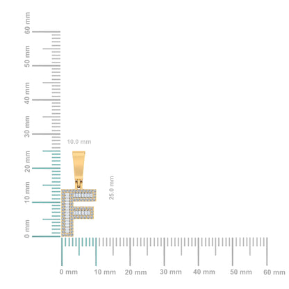 10K yellow gold F initial pendant with sparkling diamond accents for personalized jewelry