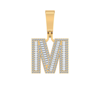 10k gold M initial diamond pendant with sparkling diamonds in elegant design