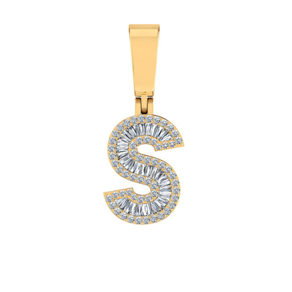 10K gold S initial diamond pendant featuring sparkling diamond accents for a stunning look