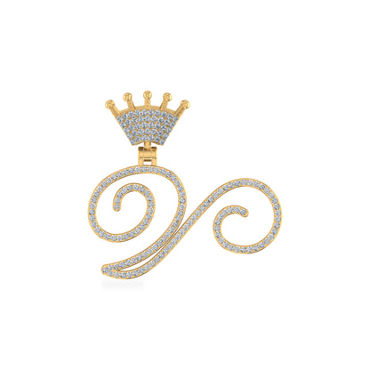 10K yellow gold V initial pendant with sparkling accents and an elegant design