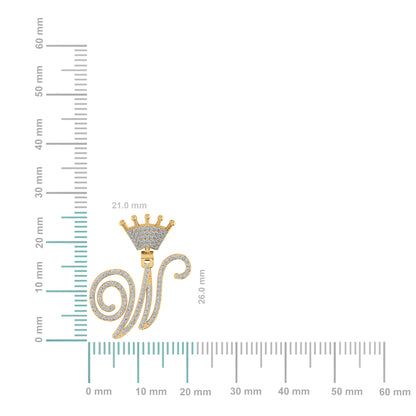 10K Yellow Gold Round Diamond Crown W Letter Initial Pendant 1/4 Cttw