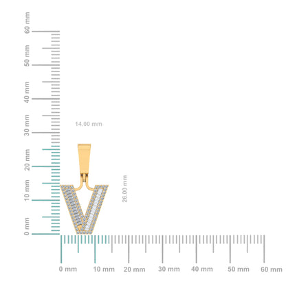 10K yellow gold V diamond pendant with sparkling diamonds for elegant jewelry collection