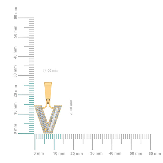 10K yellow gold V diamond pendant with sparkling diamonds for elegant jewelry collection