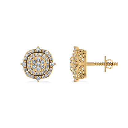 10K Yellow Gold Round Diamond Designer Mens Stud Earring 1/4 Cttw