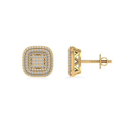 10K yellow gold mens diamond stud earring with intricate detailing and sparkling diamonds
