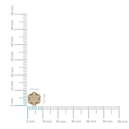 10K Yellow Gold Round Diamond Floral Designer Mens Stud Earring 1/5 Cttw