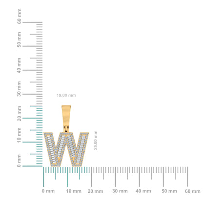 10K yellow gold W initial diamond pendant featuring sparkling diamonds in a stylish design