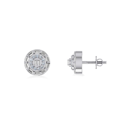 10K white gold diamond earrings featuring a round design with sparkling accents