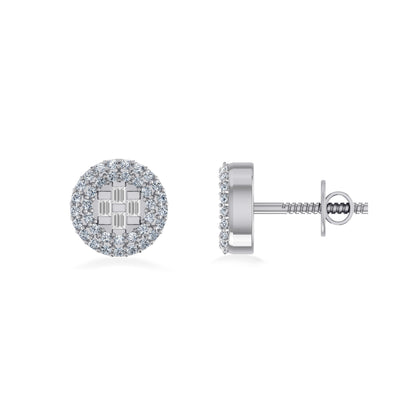 Elegant 10K white gold diamond halo earrings featuring a stunning sparkling design