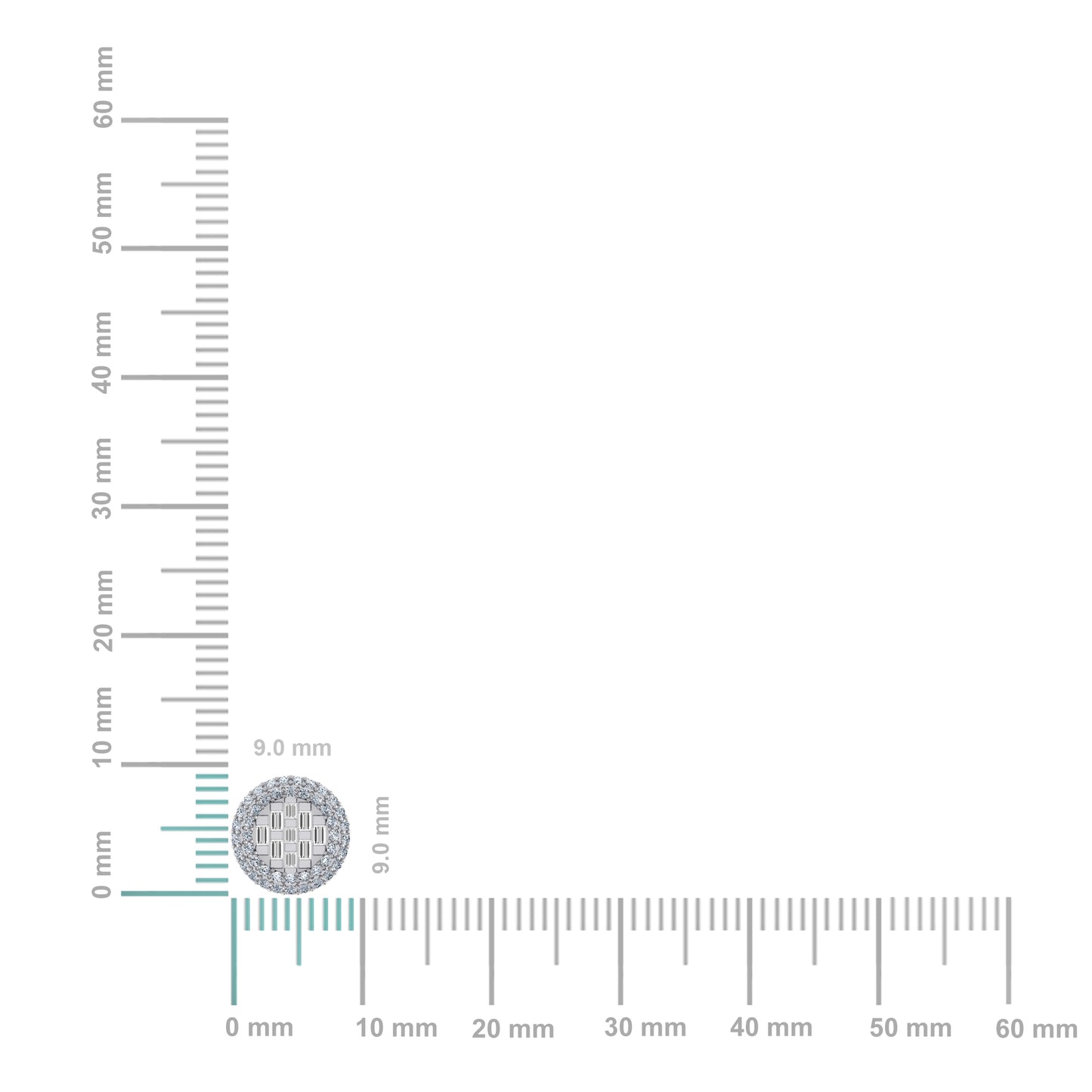 10K White Gold Round Baguette Diamond Halo Designer Earring 3/8 Cttw