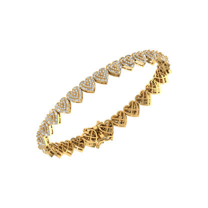 10K yellow gold diamond heart bracelet featuring a delicate heart design with sparkling diamonds.