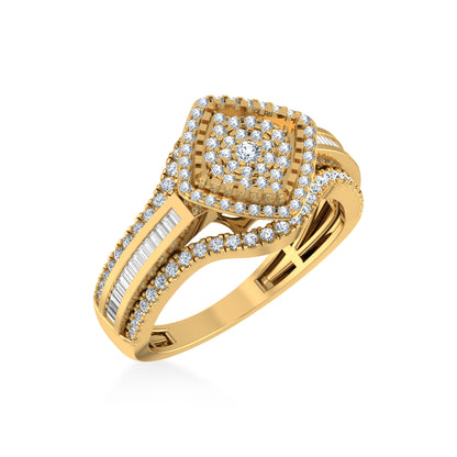 Elegant 10K yellow gold diamond ring featuring a sparkling square design with multiple diamonds