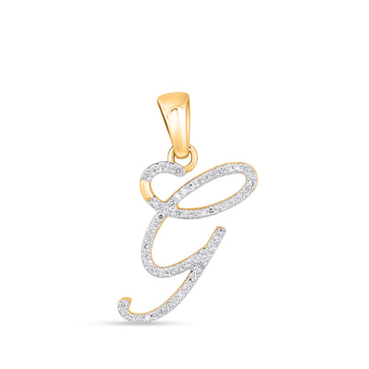 10K Yellow Gold Round Diamond G Letter Initial Pendant 1/10 Cttw, elegant design with sparkling diamonds